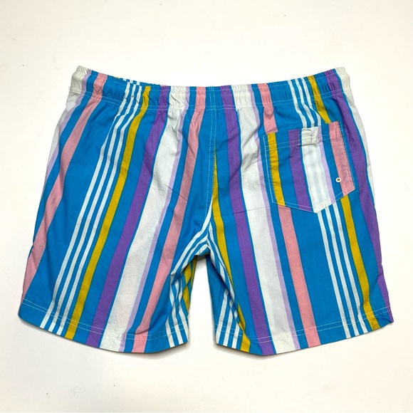 Tim Haan NWT Men’s Pastel Striped Boardies Board Shorts Swim Trunks Blue Medium - Picture 9 of 11